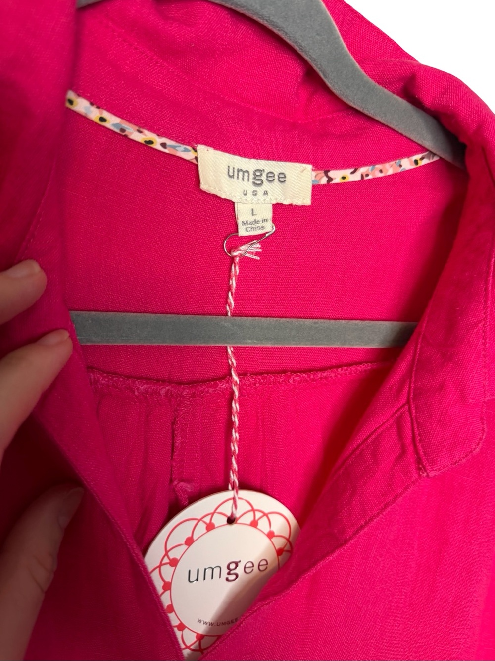 ✨ Umgee Pink Linen Blend Tiered Babydoll Mini Dress Size Large NWT ✨ - Picture 6 of 6
